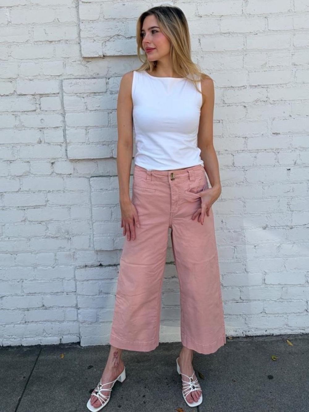 A New Day pink wide leg cropped until it’s pants sz 4 #wideleg #preppy